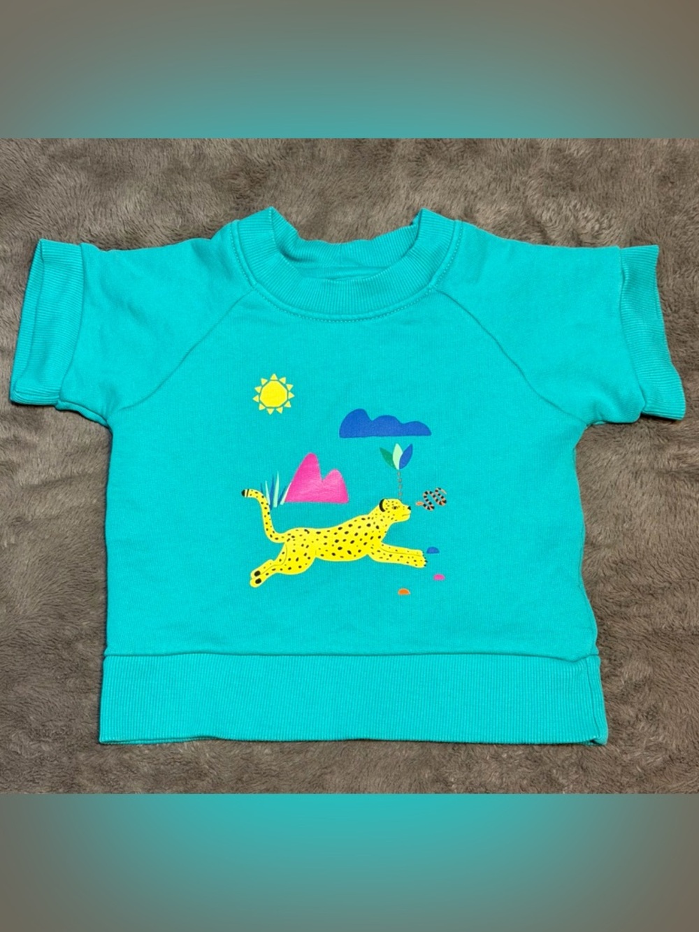 Hanna Anderson - Kids Turquoise Jungle Print Short Sleeve Sweatshirt, Size - 3